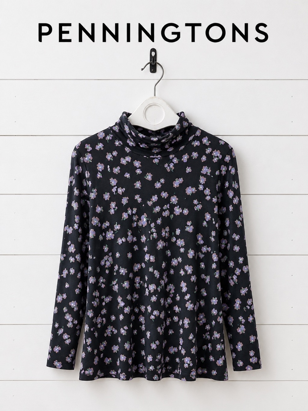 Penn. Penningtons Floral Mock Neck Top – Black – Women’s 3X